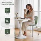 LSSBOUGHT Modern Dining Chairs Set of 4, Mid-Century Plastic Kitchen Chairs with Metal Legs, Comfortable Armless Side Chairs for Dining Room, Kitchen, Living Room & Small Spaces (Green)