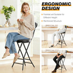5Rcom 2 Pack Folding Stool, 24 inch Cushioned Padded Folding Bar Stool with Backrest, Foldable Stools for Adults Up to 400lbs, Collapsible Round Folding Counter Height Stool Chair for Camping Kitchen