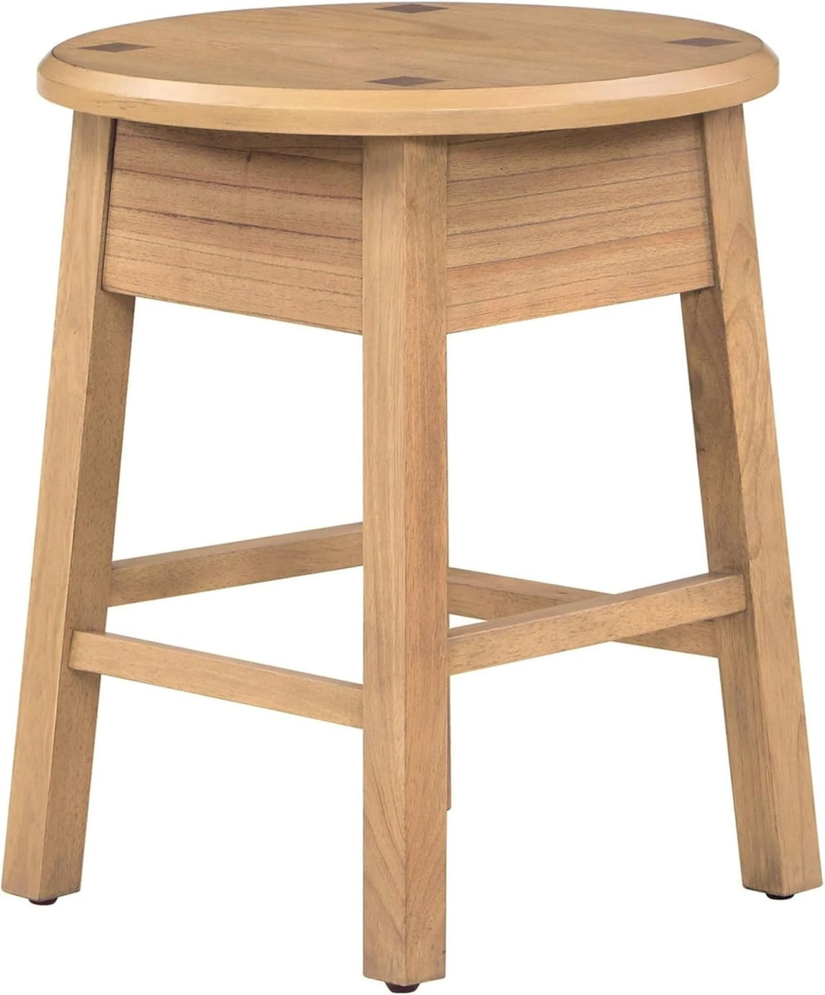 Solid Rubberwood Round Side Table with Drawer, Natural Oak Painted Finish Sofa End Table & Nightstand for Living Room, Bedroom