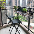 Balcony Railing Table, Folding Deck Table, Adjustable Height Hanging Desk, Easy to Disassemble (Brown, 47" L x 15" W, Wooden)