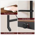 MAHANCRIS 102.3" Console Table with Adjustable Height(24.3"-32.7"), 5.9" Sofa Table Narrow Long with Outlet, L-Shaped Behind Couch Table, Skinny Console Table, Small Space, Rustic Brown CTHR826E01