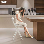 Set of 2-Folding Bar Stool Chair with Back, White Tall Foldable Chair Leather Padded Counter Height Collapsible Stool for Adults Kitchen Island Guitar Shop Cafe