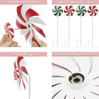 5pcs Wind Spinners Metal Colorful Flowers Garden Stake, Christmas Lollipop Pinwheels, 27" Metal Windmill Yard Art Outside Decorations, Lawn Ornaments Outdoor Garden Décor