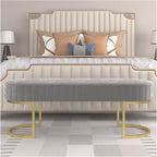 Modern Elegant Velvet Entryway Bench, Upholstered Tufted Bedroom End of Bed Ottoman with Gold Legs, for Living Room Foyer Entryway(Blue,120 * 40 * 45cm)