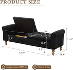 Chifee & Vingol 65" Storage Ottoman Bench Upholstered End of Bed Bench Modern Entryway Benches Double Openings Window Benches for Bedroom Living Room Entryway,Black