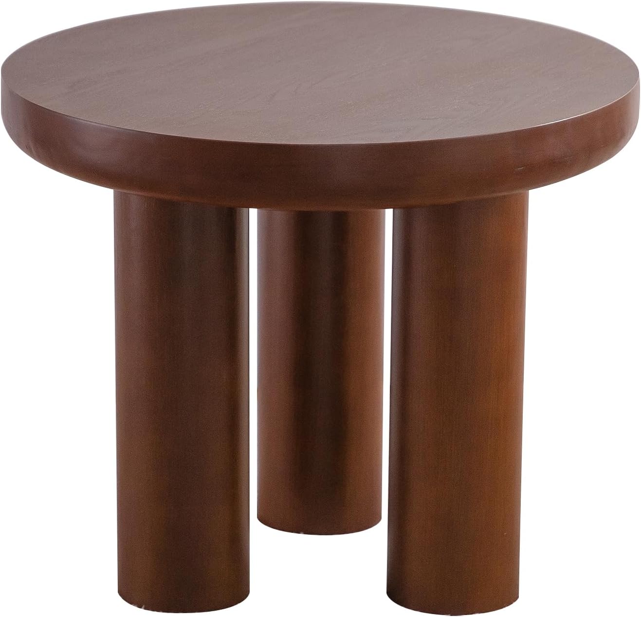 24" Walnut End Table, Simple End Table, Handcrafted Solid Round Table for Living Room, Apartment, Easy Assembly.
