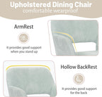 KCC Small Modern Dining Room Arm Chairs for Kitchen 1 PC,Blue | Mid-Century Upholstered Corduroy Fabric Side Seat Club Guest with Metal Tube Legs