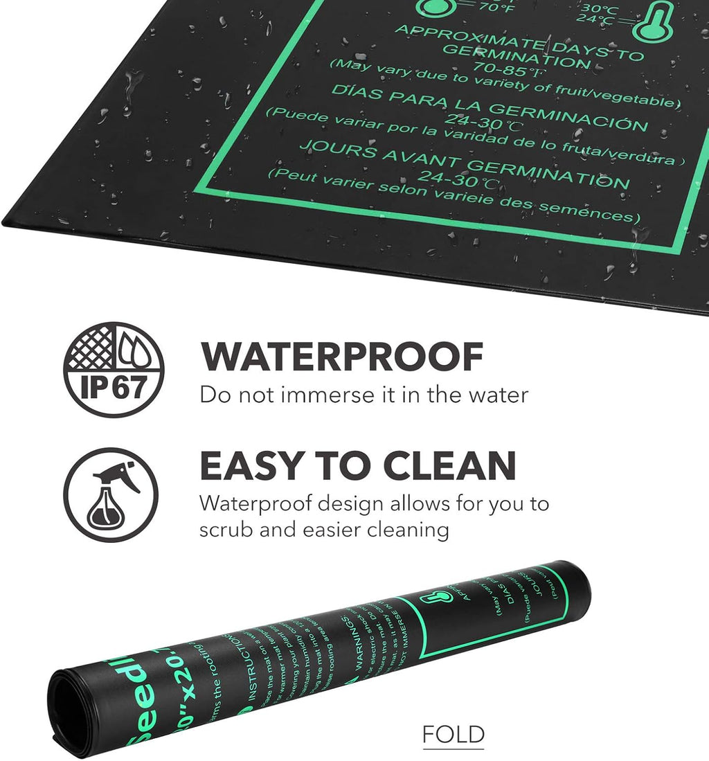 BN-LINK Seedling Heat Mat Warm Hydroponic Heating Pad Waterproof 20" x 20.75" for Seed Starting Greenhouse and Germination