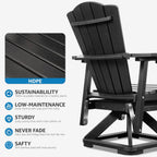 LETKIND Adirondack Swivel Glider Chair, Weather Resistant Adirondack Outdoor Rocking Chair, HDPE Glide for Outside, All-Weather Glider Chair for Porch, Balcony, Lawn, Black