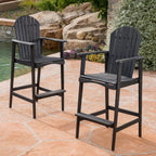 Saiveina Outdoor Acacia Wood Adirondack Barstools, Set of 2, Dark Gray