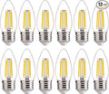 FLSNT 60W Equivalent LED Chandelier Light Bulbs, Dimmable LED B11 E26 Candelabra Base Bulbs, 3500K Natural White, 550LM, 12 Pack UL,CA65 Listed.