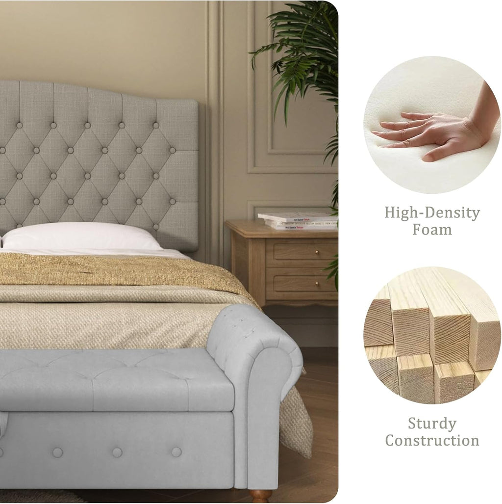 Furpopup Linen Upholstered Headboard Queen/Full Size Latest Model Wall Mount, Bed Frame Mount, Featuring High-Density Sponge Padding, Luxury Texture Easy Assembly Comfort and Style-Linen
