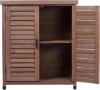 32" Solid Wood Modern Sideboard, Farmhouse Buffet with Rustic Design, Storage Cabinet for Dining Room with Ample Storage for Outdoor Patio Garden Spaces, Brown