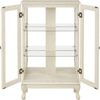 HRVEOCEI Curio Cabinet with Lighted, Display Cabinet with Glass Doors, Corner China Cabinet with Tempered Adjustable Glass Shelves & Carved Decoration(White)