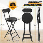 5Rcom 2 Pack Folding Stool, 24 inch Cushioned Padded Folding Bar Stool with Backrest, Foldable Stools for Adults Up to 400lbs, Collapsible Round Folding Counter Height Stool Chair for Camping Kitchen