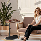 C Shaped Side Table Adjustable Height, 360° Swivel Couch End Table That Slide Under, Small C Shaped End Table for Sofa/Bed/Bathtub, Coffee TV Dinner Tray for Living Room, Bedroom, Bedside (Walnut)