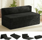 5-in-1 Convertible Sofa Bed, Couch Loveseat with Removable Cushions & Washable Cover, Futon Sofa Bed with Handle, Pull Out Couch for Small Spaces, Queen Size, Black