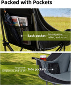 Abahub Camping Chairs Oversized Padded Heavy Duty Quad Foldable Portable Folding Chairs XL Lawn Chairs Wide Giant Big for Adults Support 500 lbs for Outdoors Black Grey