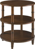 Round End Table with Storage Shelf, 19.7" High Sofa Side Table- with Bamboo Design, 3-Tier Beside Tables, Modern Telephone Tables- for Living Room, Corner, No-Tools Assembly, Walnut YBZ-D4166-LWA