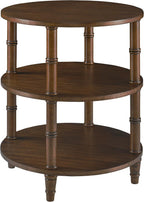 Round End Table with Storage Shelf, 19.7" High Sofa Side Table- with Bamboo Design, 3-Tier Beside Tables, Modern Telephone Tables- for Living Room, Corner, No-Tools Assembly, Walnut YBZ-D4166-LWA
