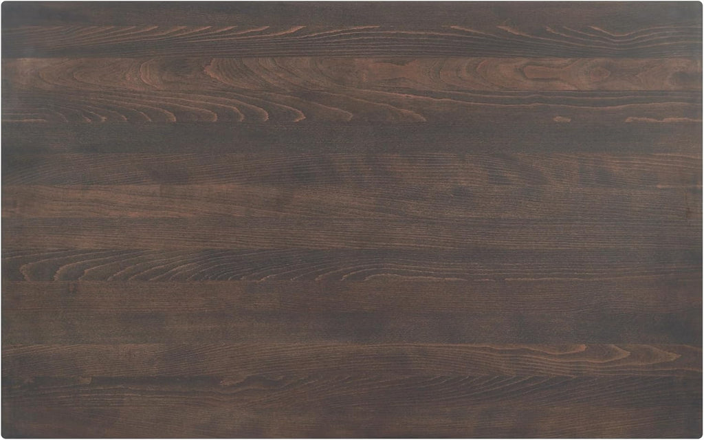 Flash Furniture Bennett 30" x 48" Solid Wood Commercial Indoor Tabletop in Dark Brown with Dual 5" x 22" Dining Height Black Cast Iron T Bases, 400 lb. Static Capacity