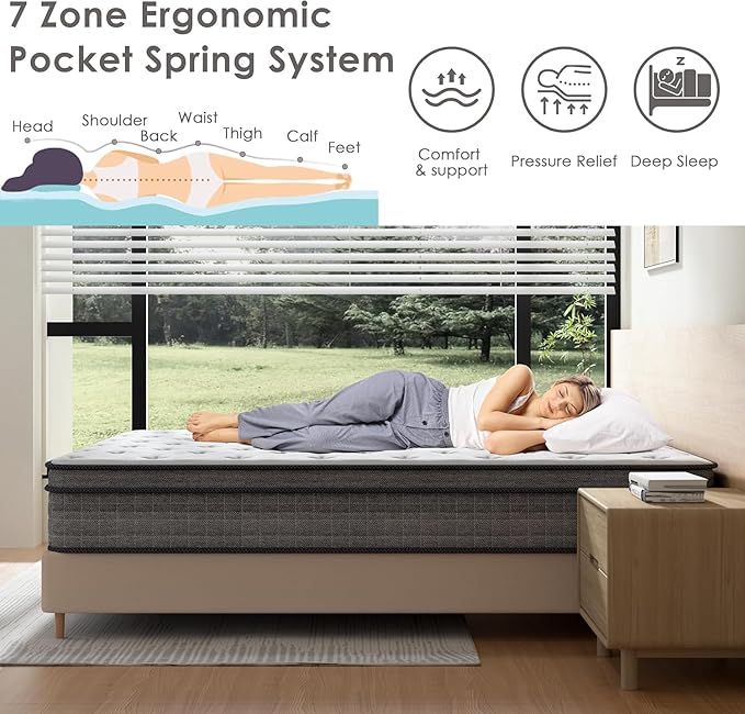 Full Mattress, 12 Inch Gel Memory Foam Pocket Coils Springs Hybrid Mattresses, Medium Firm Full Size Mattress in a Box, CertiPUR-US Certified, Cool & Support Comfort