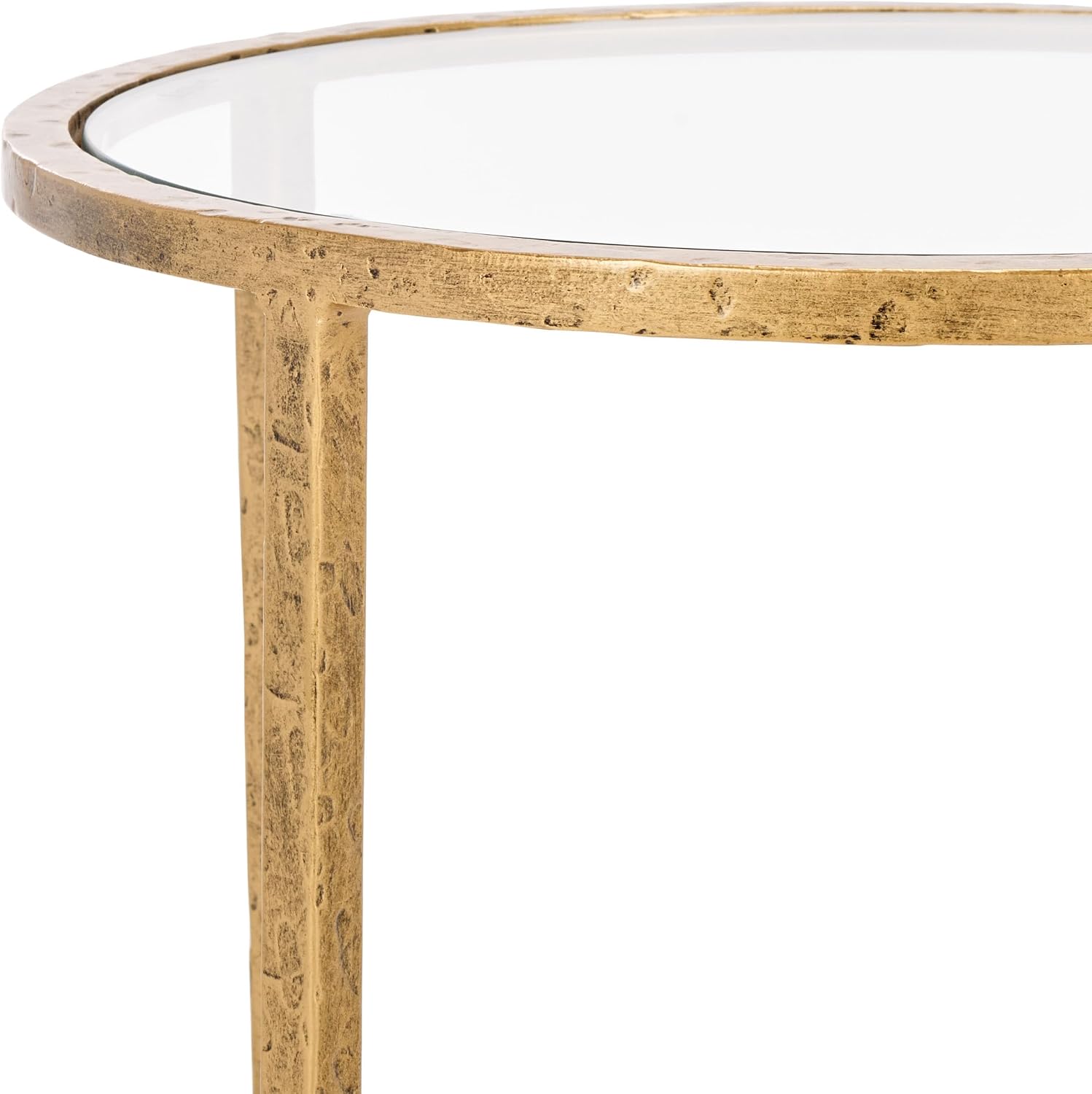 SAFAVIEH Couture Collection Tauri Brass Metal Glass Top Round Accent Table (Fully Assembled)