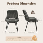 GarveeHome Dining Chairs Set of 6, Modern Dining Room Chairs with Thick Cushions, Upholstered Faux Leather Cushion Seat and Sturdy Metal Legs, Kitchen Side Armless Chair Black