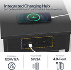 HOOBRO Narrow End Table with Charging Station & LED Lights, Slim Nightstand with 2 Fabric Drawers and Open Shelves, Narrow Side Table for Living Room, Bedroom, Black BB430UDBZ01