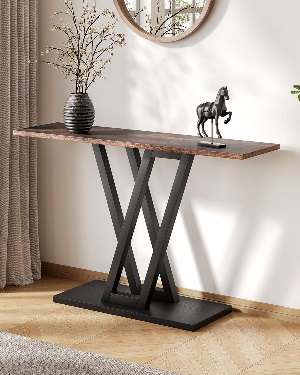 LITTLE TREE Console Table Hallway Table for Entryway 43 Inch Sofa Table Entryway Tables for Living Room, Rustic Brown