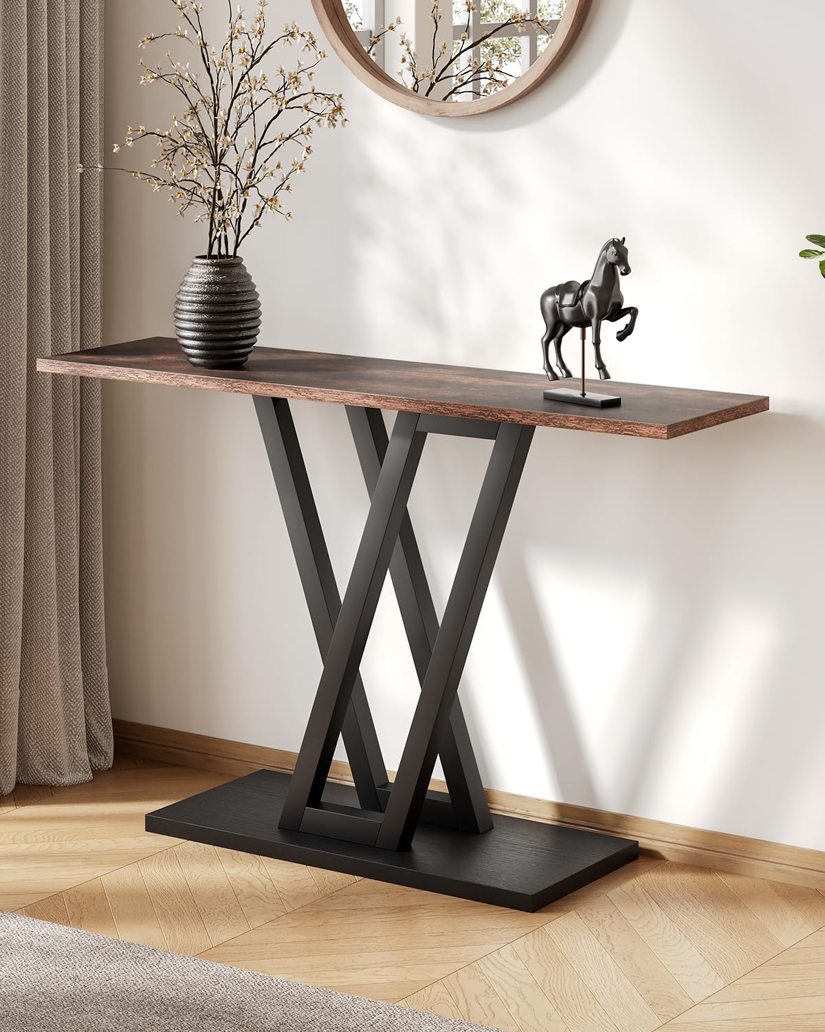 LITTLE TREE Console Table Hallway Table for Entryway 43 Inch Sofa Table Entryway Tables for Living Room, Rustic Brown
