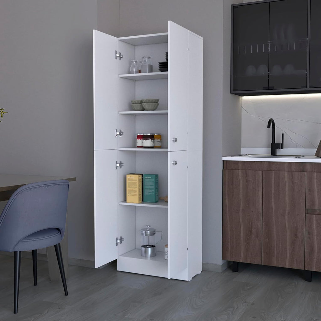 Pantry Cabinet with 4 Doors and 5 Hidden Shelves