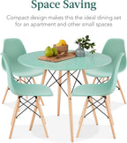 Best Choice Products 5-Piece Dining Set, Compact Mid-Century Modern Table & Chair Set for Home, Apartment w/ 4 Chairs, Plastic Seats, Wooden Legs, Metal Frame - Light Green/Oak