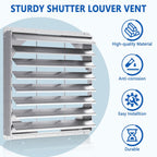 36 Inch Galvanized Shutter Exhaust Louver Vent, Automatic Gravity Shutter Louver Vent for Home Attics, Workshops, Barn, Greenhouse (Motor&Blades are not Included)