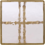 SAFAVIEH Couture Collection - Dominic Brass Stainless Steel Accent Table, Sculptural Modern Side Table, Cast Glass Top, Fully Assembled (SFV7919A)