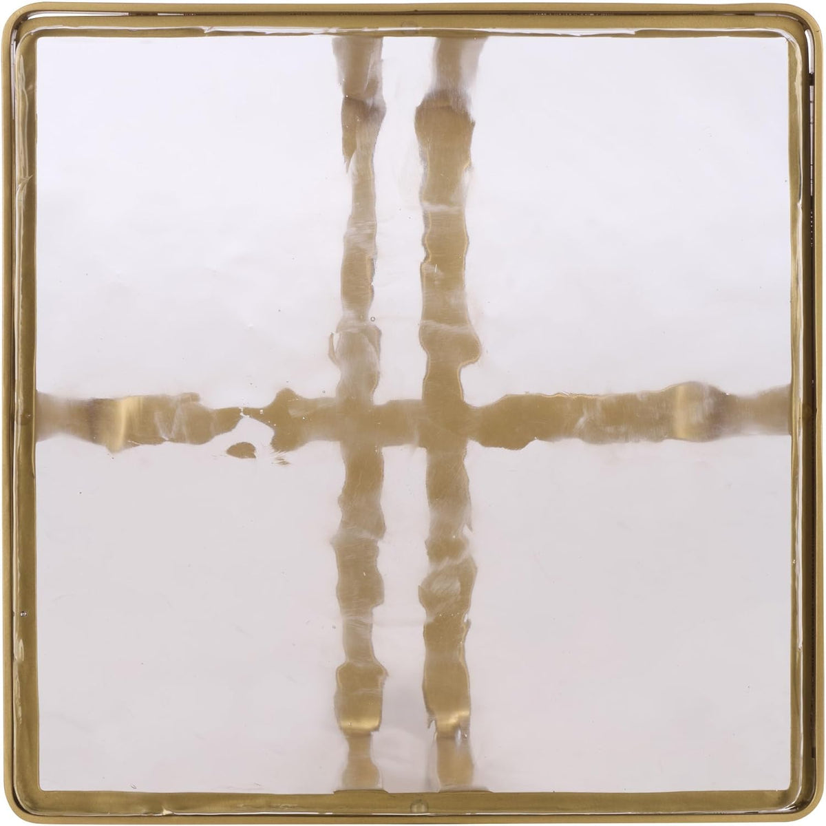 SAFAVIEH Couture Collection - Dominic Brass Stainless Steel Accent Table, Sculptural Modern Side Table, Cast Glass Top, Fully Assembled (SFV7919A)