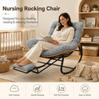 Oversized Rocking Chair with Zero-Gravity Foot Rest & Ottoman, Comfy Lounge Chair for Patio, Porch, Balcony, Indoor Reading Nook, Big Cozy Chaise Chair for Outdoor & Home Use, Grey