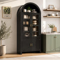 71" Tall Arched Kitchen Pantry Cabinet, Modern Farmhouse Wood Kitchens Storage Cabinets, Cupboard for Dining Room, Kitchen, Bathroom, Black