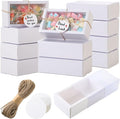 Roowest 50 Sets Kraft Soap Boxes Rectangle Packaging Box with Window Homemade Gift Box with Blank Tags and Jute String for Jewelry Candy Wrapping Party Favor(6.3 x 3.5 x 2 Inch,White)