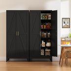 71" Tall Metal Pantry Cabinet, Kitchen Storage Cabinet with 2 Doors and 4 Adjustable Shelves for Kitchen, Living Room, Dining Room, Bathroom and Home, Office (Black, 1PC)