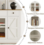 4 EVER WINNER 55" Large Buffet Cabinet with Storage, Coffee Bar Cabinet with 4 Doors and 3 Drawers, Kitchen Cabinet with Plexiglass Doors for Living Room, White