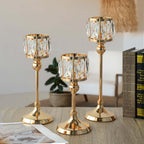 Set of 12 Gold Cup Crystal Tealight Candle Holders, Centerpieces for Table Wedding Centerpieces Crystal Decorative Tealight Candle Dining Table Candle Holder Decor for Party (3 Sizes)
