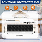 Riakrum 8 Pcs Heated Snow Melting Mats Outdoor, 10 x 30 in Winter Anti-Slip Heated Rubber Mat for Walkways Decks and Sidewalks, Snow and Ice Melting Pads Connection with 9.84 ft Power Cord