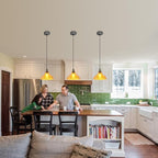 Kitchen Island Pendant Lights, Farmhouse Vintage Pendant Lighting 11.02" Small Nordic Amber Glass Hanging Pendant Lighting Fixtures Over Dining Room Table for Bedroom,Bar,Restaurant,E26