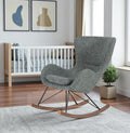 HomeRoots 482853 30 in. Gray & Brown Faux Fur Metal & Solid Wood Rocking Chair