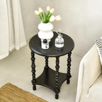 2-Tier End Table, Small Night Stand, Side Table, Bedside Table with Storage Shelf, Coffee Tables for Small Spaces, Bedroom, Living Room (Black)