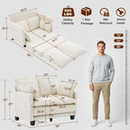49" Loveseat Sofa Bed, 2 in 1 Convertible Sofa Bed Small Pull Out Couch Bed Chenille 2 Seat Sofa 85" Sleeper Futon Mattress for Small Spaces Living Room Bedroom Apartment Office 8836-BEIGE