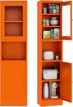67" Tall Metal Storage Cabinet with 2 Doors & 3 Adjustable Shelves | Two-Way Opening Doors Bathroom Storage Cabinet,Easy To Clean Metal Pantry Cabinet