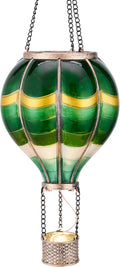 TERESA'S COLLECTIONS Hot Air Balloon Solar Lantern for Outdoor Garden Decor, Hanging Flickering Flame Outdoor Lights for Trees, Green St Patrick's Day Decorations for Party Father's Gift