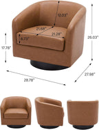 Swivel Barrel Accent Chair, Modern Round Chenille Fabric Arm Chair for Living Room, Bedroom, Comfy Club Reading Chairs for Adults
